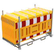 SET | with 20 panel fence | on stacking pallet | with lamp adapter | with red/white foil, type RA2/B | type of barrier NOX yellow